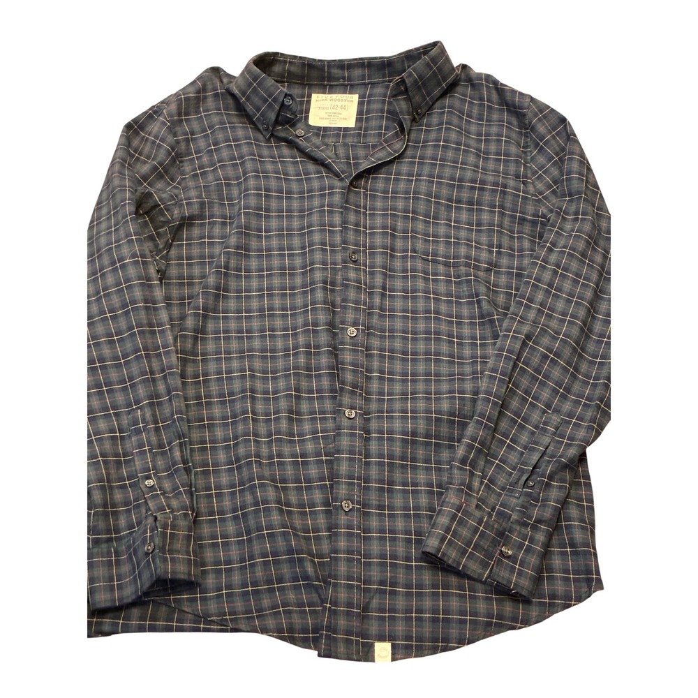 Five Four Nick Wooster Mens XL Plaid Button Down Shirt Green Navy Cotton